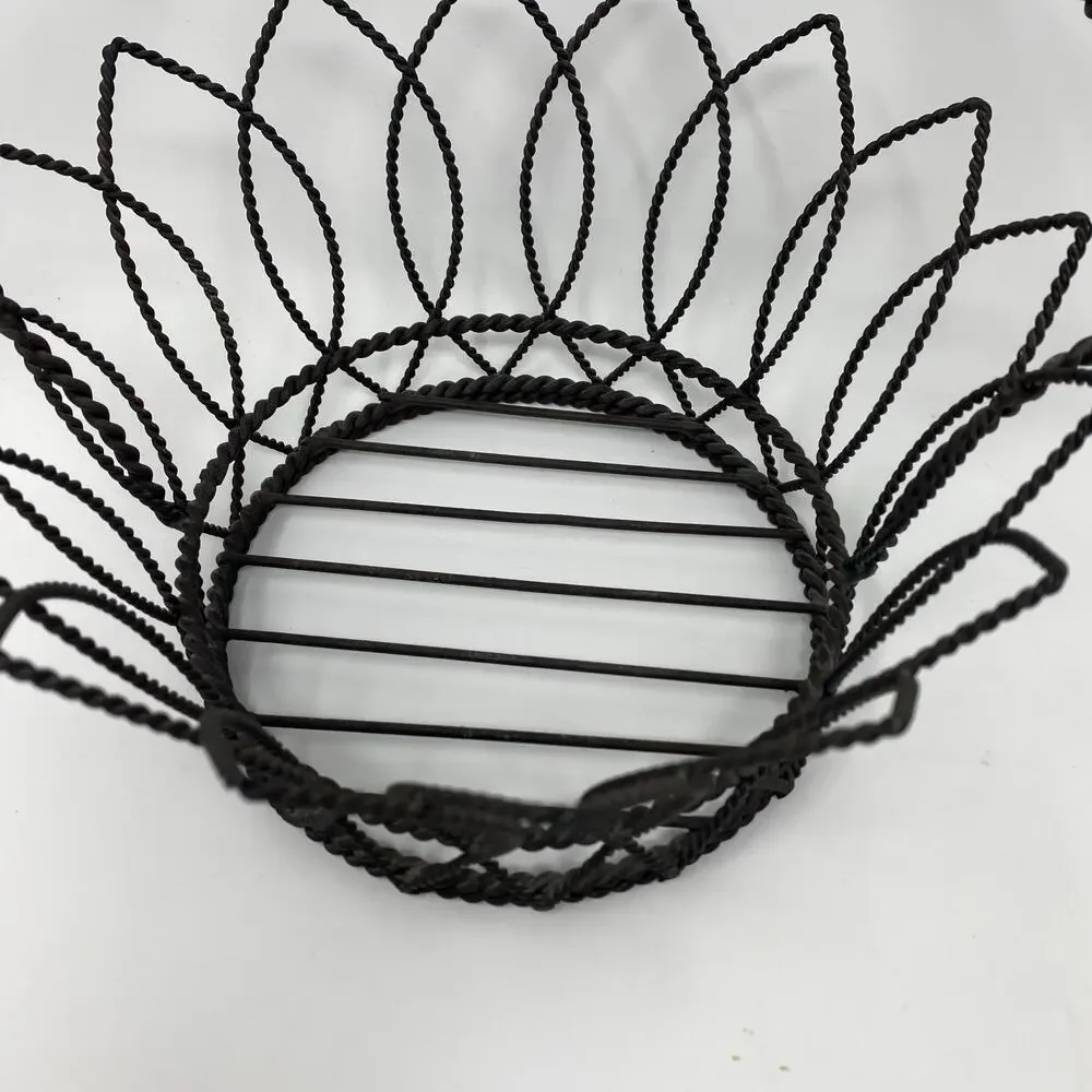 Set of 2 wire handle metal baskets vintage black